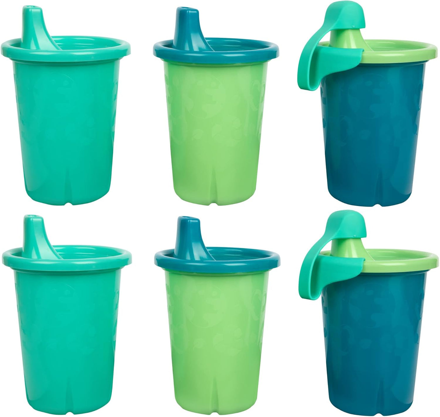 Greengrown Reusable Spill-Proof Sippy Cups - Toddler Cups with Straws - Blue/Green - 6 Count