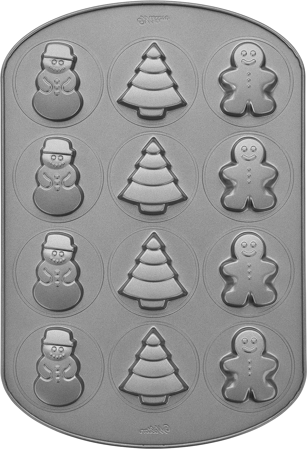 Non-Stick Christmas Cookie Shapes Pan, 12-Cavity (Gingerbread Man, Tree, Snowman)