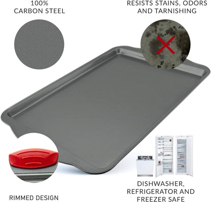 Non-Stick Baking & Cookie Sheet Pan Non-Toxic 11X14 Inch Rimmed Carbon Steel Baking Sheet. Dent, Warp and Rust Resistant. Heavy Gauge Steel Oven Baking Sheet. 1 Tray.